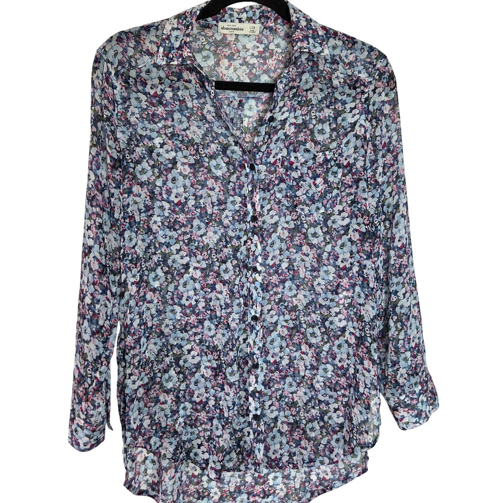 Abercrombie Fitch Floral‎ Chiffon Tunic Blouse Youth L 14 Cottagecore